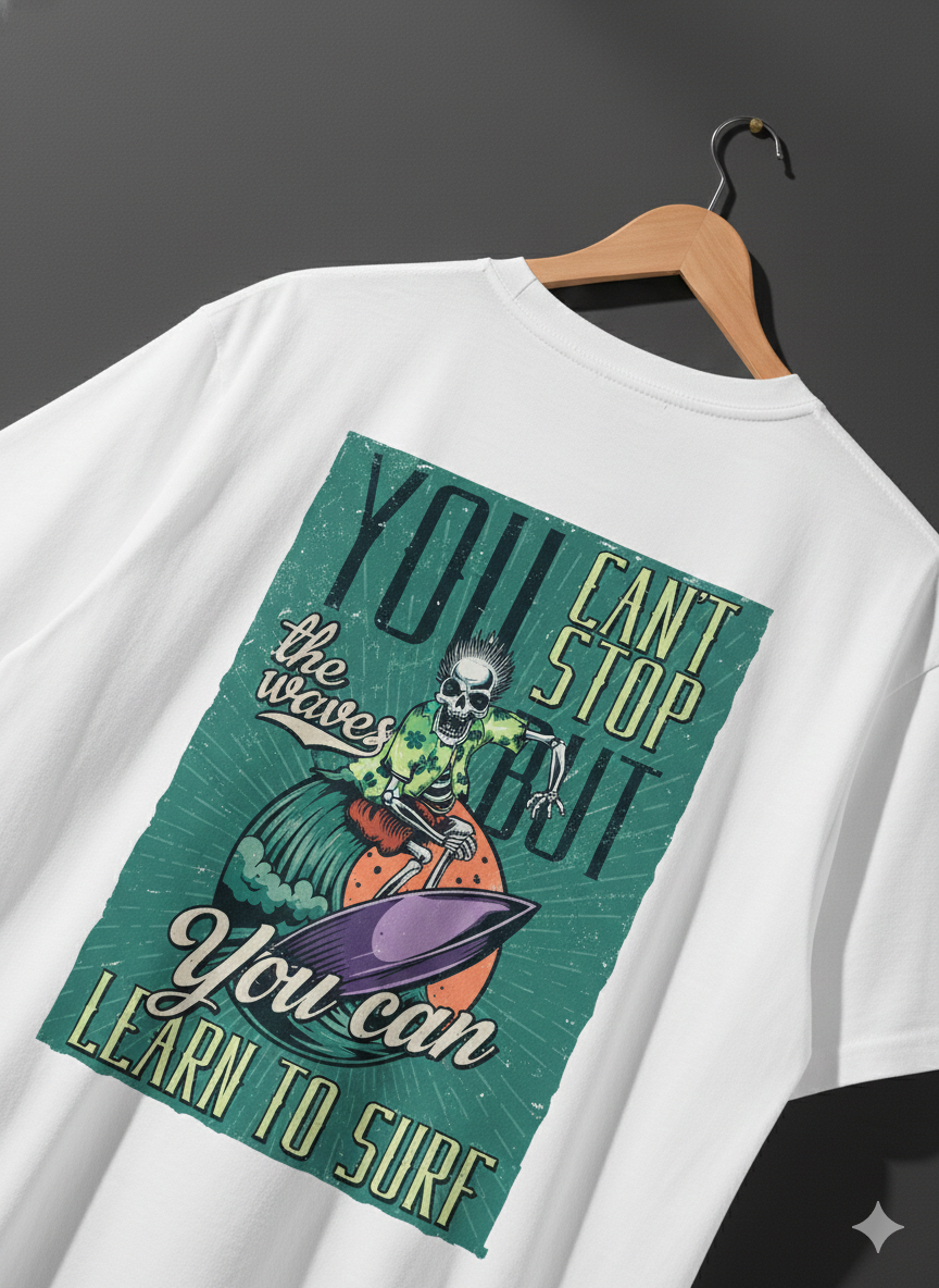 Retro Surf Skull Graphic T-Shirt